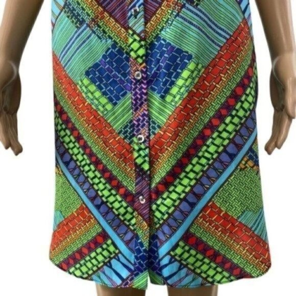 Mara Hoffman Short easy Dress Green Kasuri print Size medium - Picture 4 of 11